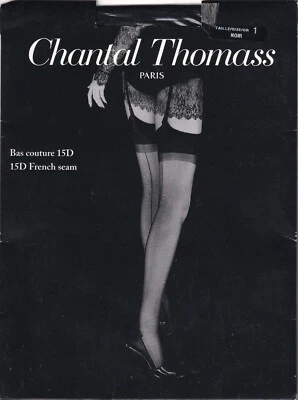 Bas couture CHANTAL THOMASS 15 D coloris Noir. 2 tailles. French seam stockings. - Photo 1/4