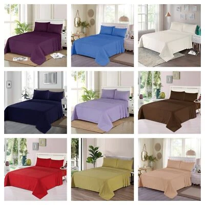 Thermal Flannelette 100% Brushed Cotton Sheets Set 32cm Deep Warm Cosy All Sizes - Image 1 of 4