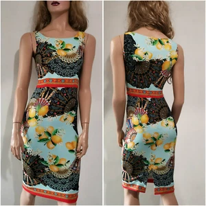 AUTH SS2015 Dolce & Gabbana fans lemons printed silk Dress IT 36 - Picture 1 of 23