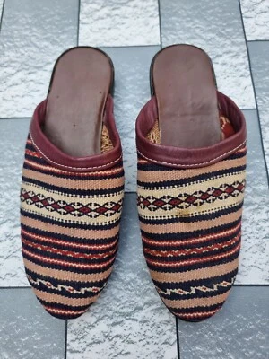 Mocasines de alfombra afganos Kilim hechos a mano para damas talla 25 Cm Foto 1 de 4