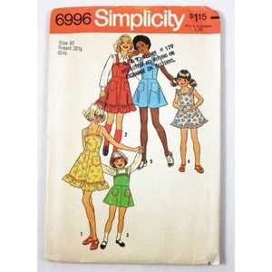 Vestido o jersey para niñas vintage 1975 patrón Simplicity 6996 talla 10 corte - Imagen 1 de 3