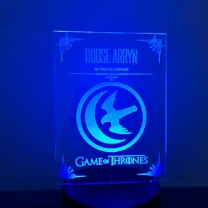 HOUSE ARRYN GAME OF THRONES 3D Acrylic LED 7 Colour Night Light Table Lamp - Bild 1 von 7