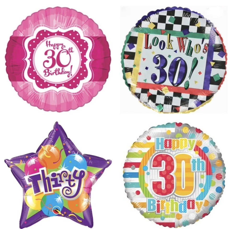 Happy 30th Birthday THIRTY 18" Foil Mylar Birthday Party Balloon Decorations   A - Изображение 1 из 1