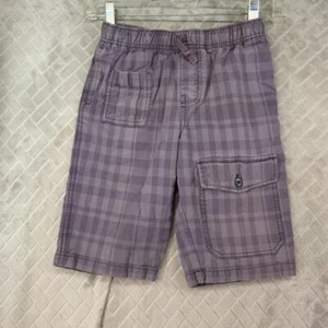 Tea Boys 10 Shorts Gray Cargo Chino Plaid Pull On - Picture 1 of 9
