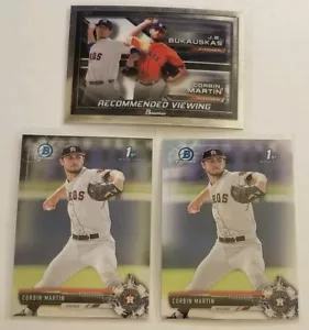 (3) CORBIN MARTIN 2017 Bowman Chrome Draft REFRACTOR RC lot ASTROS ACE - Picture 1 of 1