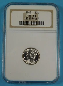 1943 Mercury Dime MS-66 NGC "Vintage Slab" - Picture 1 of 2