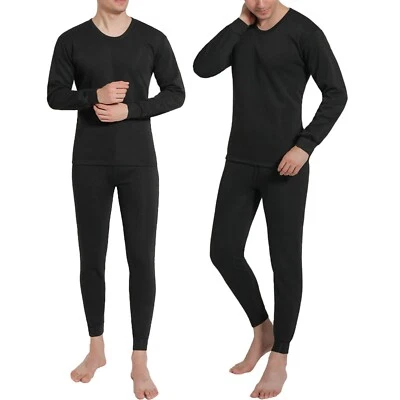 Mens Winter Ultra-Soft Fleece Lined Thermal Top & Bottom Long John Underwear Set - Image 1 of 4