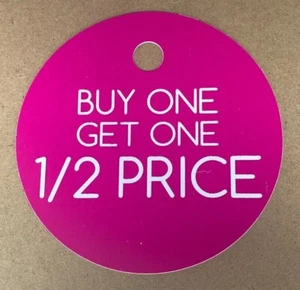 Buy One Get One Half Price / Sale Shop Tags / Price Ticket - Picture 1 of 4