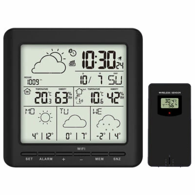 infactory WLAN-Funk-Wetterstation mit Außensensor, LCD-Display, Wettertrend, App - Bild 1 von 4