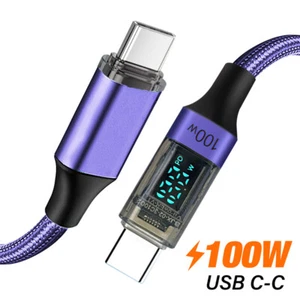 100W Type C Fast Charging Cable for iPhone Samsung MacBook USB C to C Data Cord - Picture 1 of 16