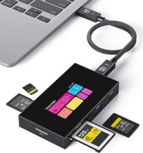 Smart 8-in-1 CFexpress Type B/Type A Card Reader with Touch Screen | UHS-II SD/m - Picture 1 of 7