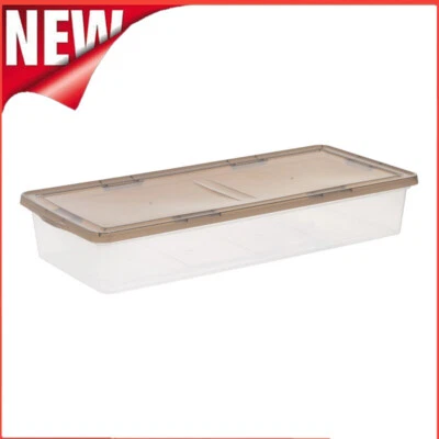 41 Qt. Plastic Underbed Storage Bins Containers W/ Lids Stackable Totes Clear - Image 1 of 4