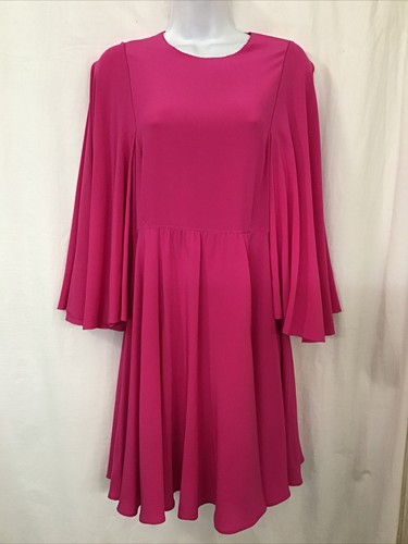 Abito Valentino rosa scuro manica svasata collo rotondo lunghezza ginocchio taglia 10