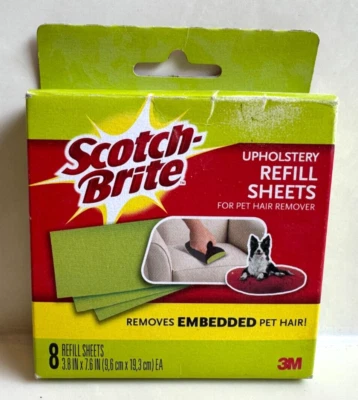 Scotch-Brite Upholstery Refill Sheets NEW Box 8 Count RARE Pet Hair 3M Open Box - Image 1 of 4