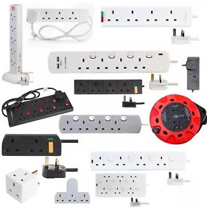Mains Extension Lead Power Cable Gang Way Surge Protected Switched Socket Metre - Picture 1 of 5