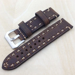 Wristwatch Bands Top Layer Cowhide Genuine Leather Watch Straps Parts Brown 20mm - Picture 1 of 3