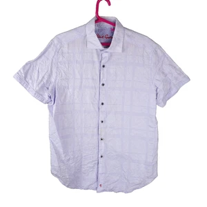 Robert Graham Short Sleeve Button Up Shirt Mens Size Large Purple Linen blend - Picture 1 of 13