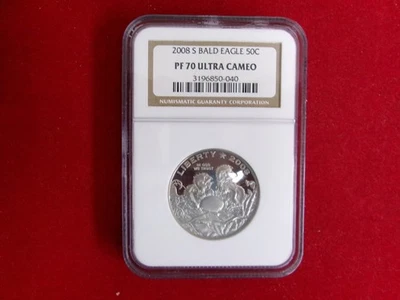 2008-S NGC Graded PF 70 Ultra Cameo Proof 50C Bald Eagle Half-Dollar. USB9JS50 - Image 1 of 2
