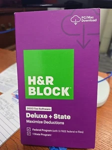 NEW H&R Block 2022 Deluxe State Tax Preparation Software NEW UNOPENED - Picture 1 of 4