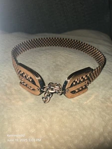 Vintage 1950s MCM Signed RENOIR Copper Basketweave Belt Complete 24' - 27' - Picture 1 of 13