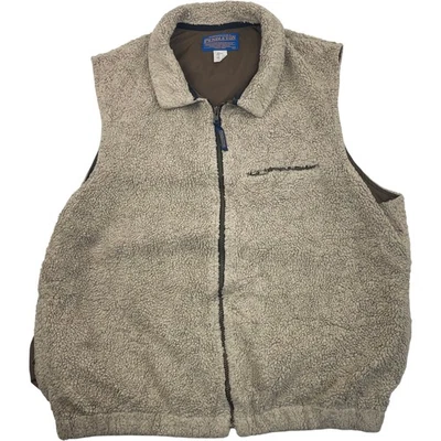 Pendleton Sherpa Fleece Vest Zip Brown Warm USA Mens L - Image 1 of 4