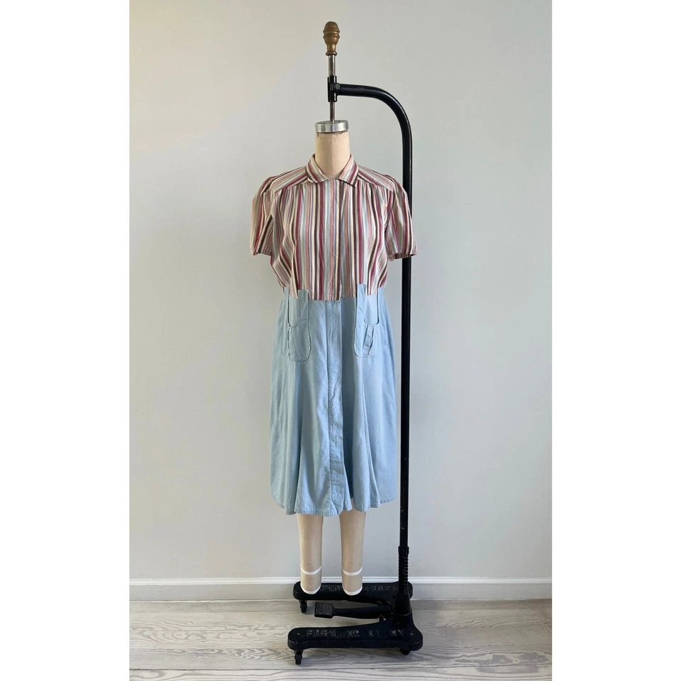 罕见 20 世纪 30 年代连身裤 / 30 年代骑行连身裤连衣裙 / 大号 — 第 1/4 张图片