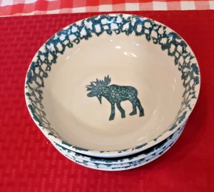 Folk Craft Tienshan Moose Country FOUR SOUP-CEREAL BOWLS NEW - Picture 1 of 2