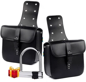 2x Motorrad Satteltasche Ledertaschen Motorrad Seiten Satteltaschen Gepäcktasche - Bild 1 von 10
