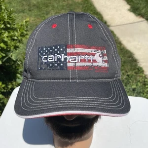 Carhartt American Flag Cap Red Black Men’s USA Adjustable Hat - Picture 1 of 10