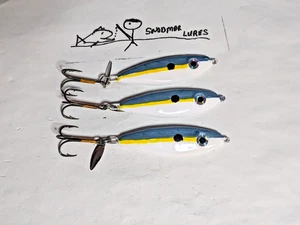 3 -1.5 oz Threadfin SHAD Fishing Casting Jigging Slab Lead Spoons Lures   - Picture 1 of 6