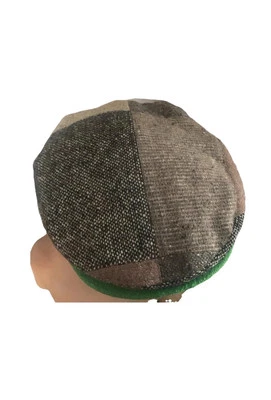 Jonathan Richard Ireland Wool Tweed Newsboy Cap Cabbie Hat Patchwork Sz Small - Image 1 of 4