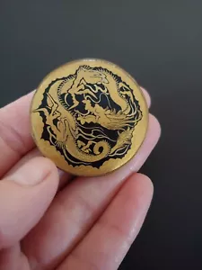 Vintage Messing Gürtelschnalle Schwarz Emaille Drache - Bild 1 von 3