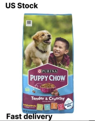 Purina Puppy Chow Dry Dog Food, Tender & Crunchy, Real Beef & Rice,30 lbs