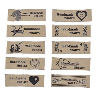 50Pcs Handmade Labels Tags Cotton Fabric Clothing Bags Sewing DIY Accessories - Image 1 of 4