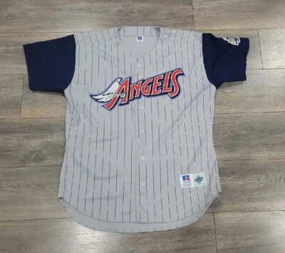 AUTHENTIC VINTAGE  ANGELS JERSEY 48 XL RUSSELL RARE BLUE BASEBALL PC - Image 1 of 4
