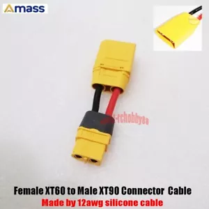 Conector Amass hembra XT60 a macho XT90 10 CM 12AWG cable para cargador ISDT de drones - Imagen 1 de 10