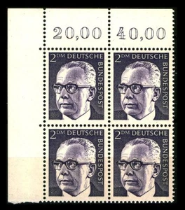 BUND Heinemann 2,-- DM **, Mi. 645 - Eckrand-Vierer o.l.  -  postfrisch Luxus - Bild 1 von 1