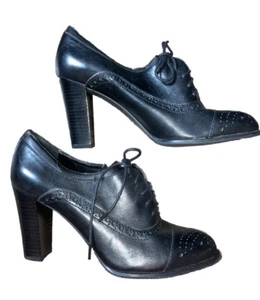 Franco Sarto Größe 8 M Barlie schwarze hochhackige Oxford-Schnürstiefel aus Leder  - Bild 1 von 10