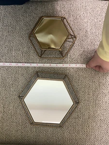 Lot 2 decorative wall mirrors Polygon Bronze Or Brass Look - Picture 1 of 5