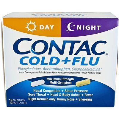 Contac Cold + Gripe Acetaminofén Alivio del Dolor y la Fiebre Día y Noche Comprimidos 28 unidades Foto 1 de 4