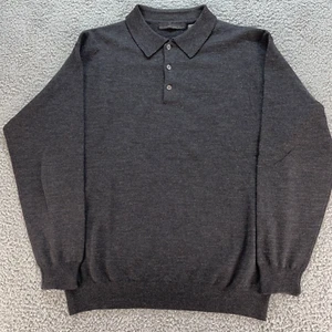 Metropolitan View Sweater Men Large Gray Italian Wool Collar Long Sleeve Vintage - Picture 1 of 8