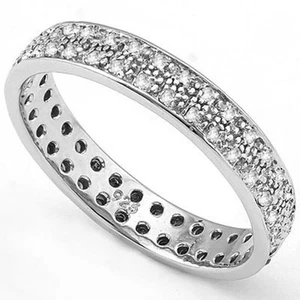 FEINBAND 0,39 CTW ECHTER DIAMANT 18K WEISSGOLD ÜBER 925 STERLINGSILBER RING