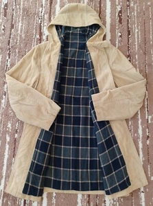 Vintage Thomas Burberry Duffle Coat Hooded Corduroy Cotton Lined Men Beig SIZE L - Picture 1 of 18