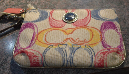 Mini portafoglio Coach da polso donna multicolore con logo firmato