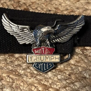 Vintage 70er Jahre **TRIUMPH MOTORCYCLES** Gürtelschnalle Adlerflügel rot weiß blau - Bild 1 von 6