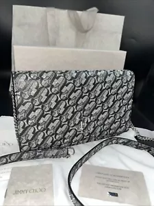 JIMMY CHOO Palace JC Monogram Silver Black Glitter Bag Cross Body Rrp £495 - Picture 1 of 12