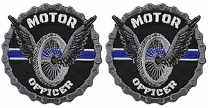 Parche de rueda delgada línea azul para oficial de motor policía policía | 2 piezas plancha 3"x3" - Imagen 1 de 2