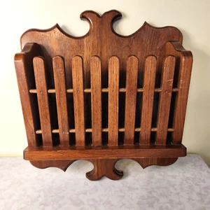 Vintage Wall Mount Magazine Rack Solid Wood Primitive shelf - Picture 1 of 7