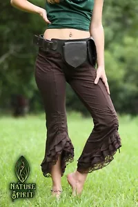 Fairy Capri Leggings, Festival Boho Pixie Ruffle Frilly Rave Goa Elven Bohemian - Picture 1 of 11