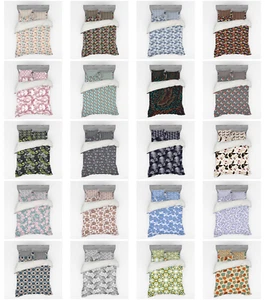 Ambesonne Leaves Bedding Set Duvet Cover Sham Fitted Sheet in 3 Sizes - Picture 1 of 244